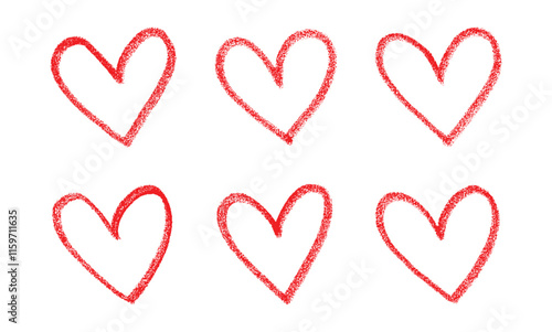Hand-drawn Red pencil heart doodle line. Hand-drawn heart symbol. heart icon isolated on a transparent background.