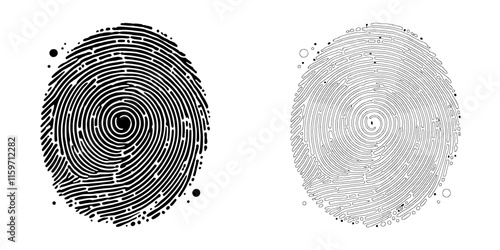 Fingerprint Identity: Two fingerprint images, one in black and white, the other in grayscale, offer a stark and compelling visual representation of individuality and identity.