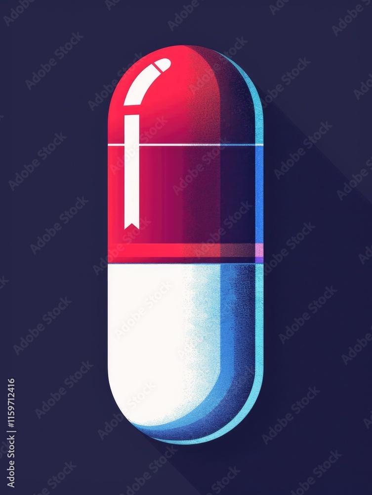 Modern, flat design of a pill on a dark background, suggesting medicine or healthcare concept. Modern, flat design of a pill on a dark background, suggesting medicine or healthcare concept.