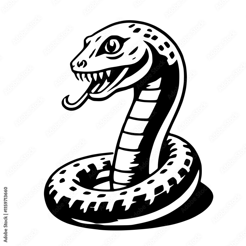 Minimalist Cobra Snake vector Art - Elegant Wildlife Vector Minimalist Cobra Snake vector Art - Elegant Wildlife Vector