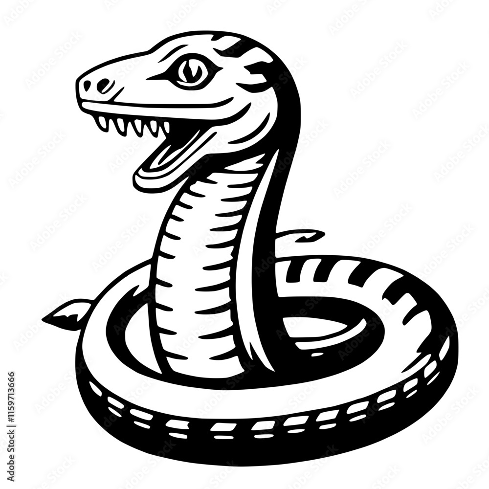 Fototapeta premium Stylized Cobra Snake Vector - Exotic Wildlife Design