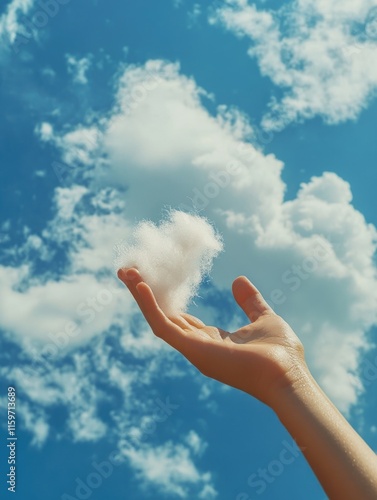 Hand Releasing Paper Flakes into Sky photo