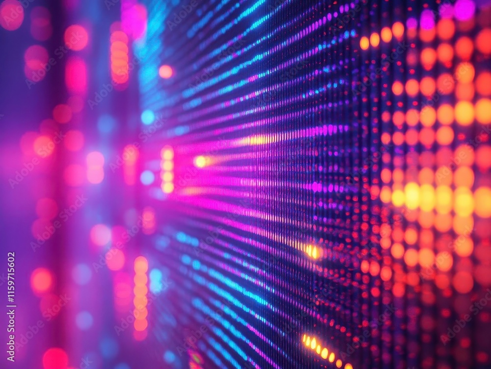 Obraz premium Stylish wall art with augmented reality digital enhancements, soft neon glow, sleek modern home decor, vibrant colors, futuristic and artistic vibe