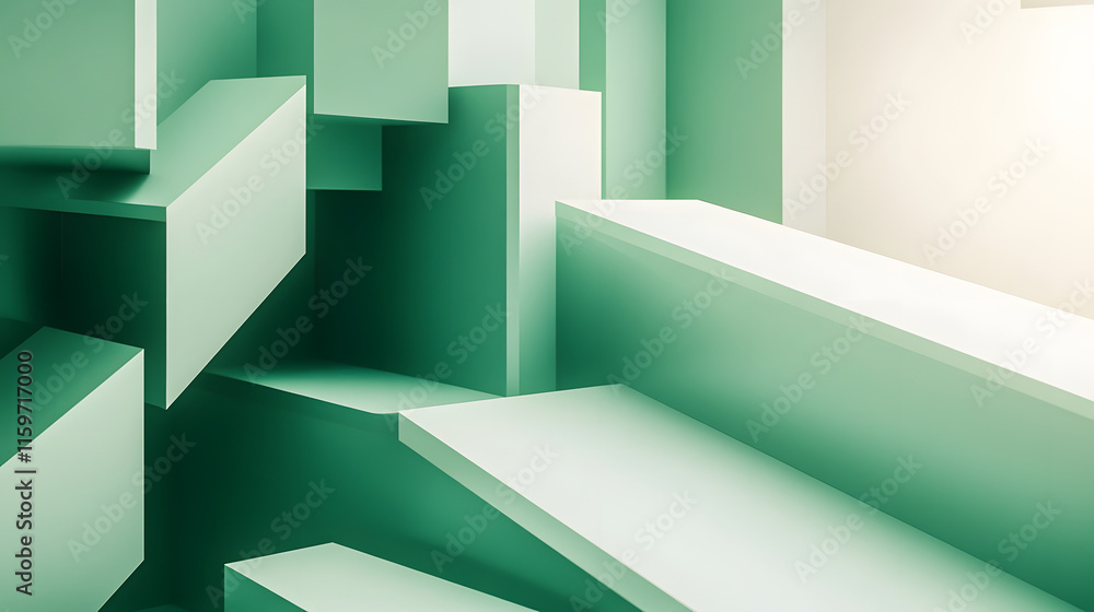 3d rendering of Green and white abstract geometric background. Scene for advertising, technology, showcase, banner, game, sport, cosmetic, business, metaverse. Sci-Fi Illustration. Product display 3d rendering of Green and white abstract geometric background. Scene for advertising, technology, showcase, banner, game, sport, cosmetic, business, metaverse. Sci-Fi Illustration. Product display