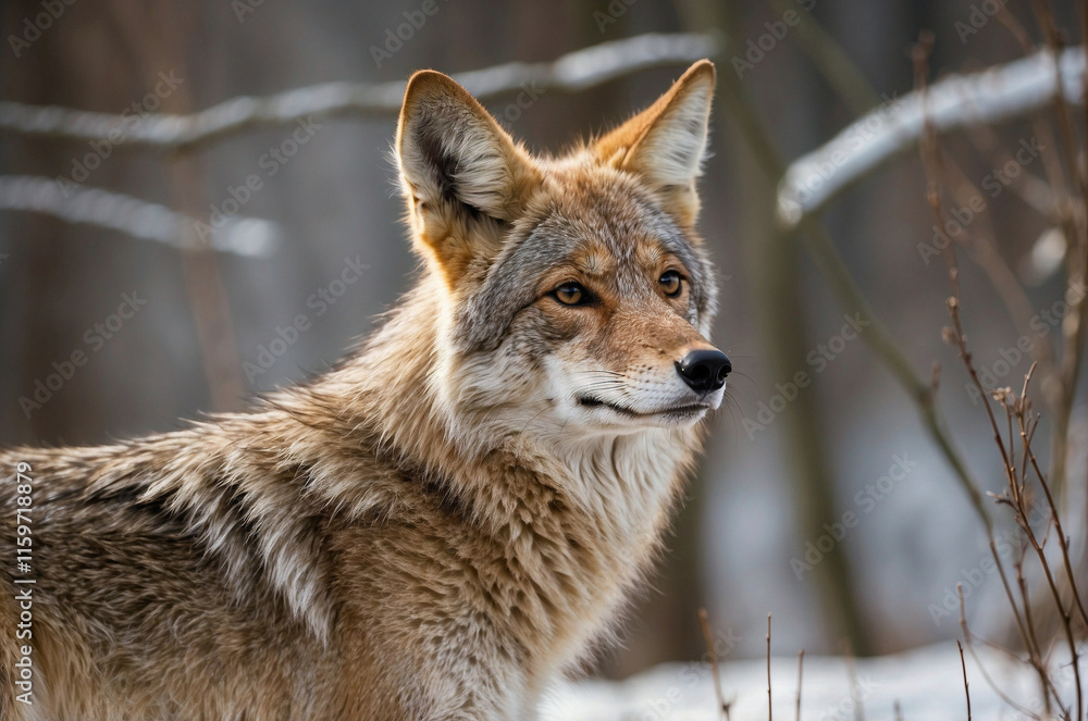 Fototapeta premium Graceful Coyote in Winter Wilderness