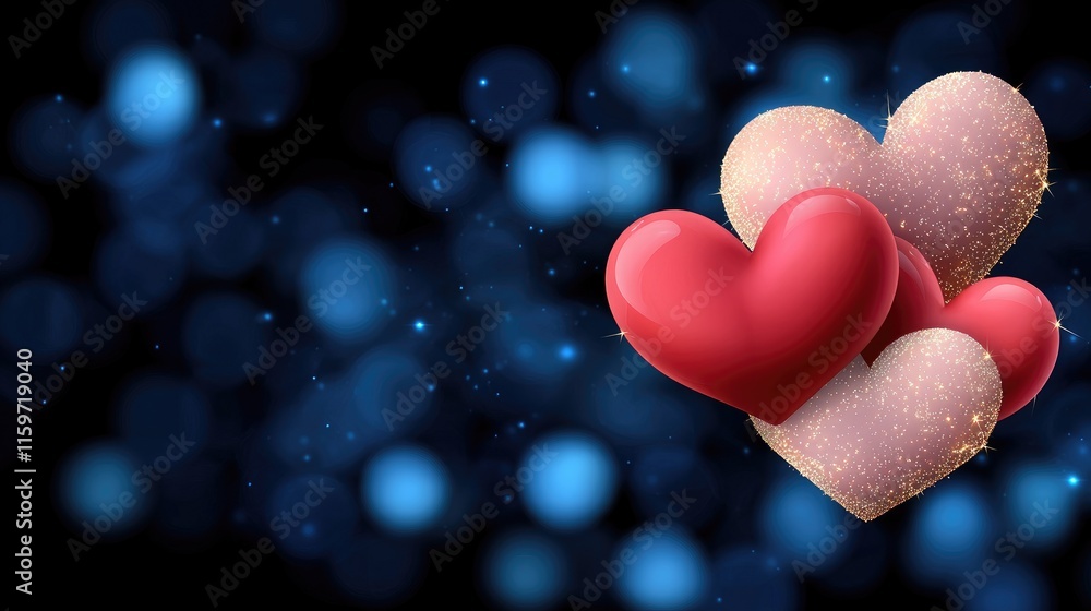 Romantic heart shapes digital background graphic design colorful bokeh close-up view love and affection theme Romantic heart shapes digital background graphic design colorful bokeh close-up view love and affection theme