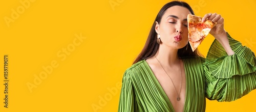 Pretty young woman holding ...