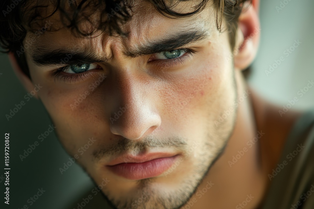 Obraz premium A troubled attractive young man appears sorrowful and whiny displaying frustration and tears