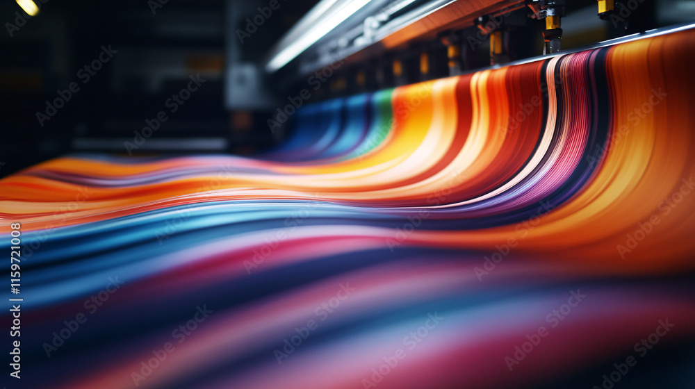 A dynamic time-lapse view of colorful fabrics being printed with DTF technology, showing the process from digital design to finished product. A dynamic time-lapse view of colorful fabrics being printed with DTF technology, showing the process from digital design to finished product.