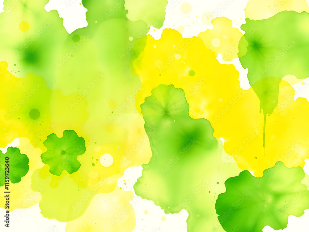 Abstract pattern of green and yellow watercolor splashes, creating a vibrant and artistic background. Ideal for creative designs and modern art themes. Generative AI Abstract pattern of green and yellow watercolor splashes, creating a vibrant and artistic background. Ideal for creative designs and modern art themes. Generative AI