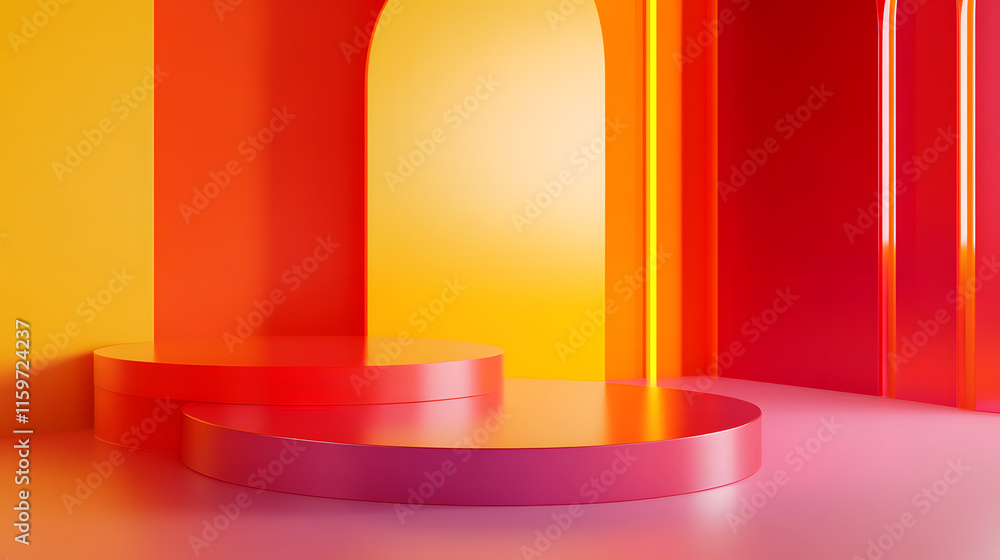 3d rendering of Orange and red abstract geometric background. Scene for advertising, technology, showcase, banner, game, sport, cosmetic, business, metaverse. Sci-Fi Illustration. Product display
3d rendering of Orange and red abstract geometric background. Scene for advertising, technology, showcase, banner, game, sport, cosmetic, business, metaverse. Sci-Fi Illustration. Product display