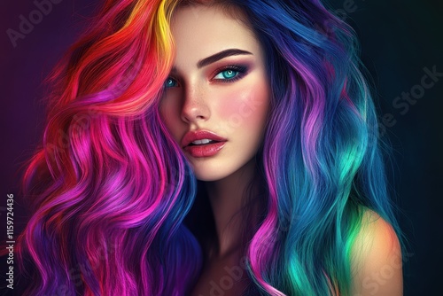 Wallpaper Mural Attractive woman with long glossy wavy hair and styled curls Torontodigital.ca