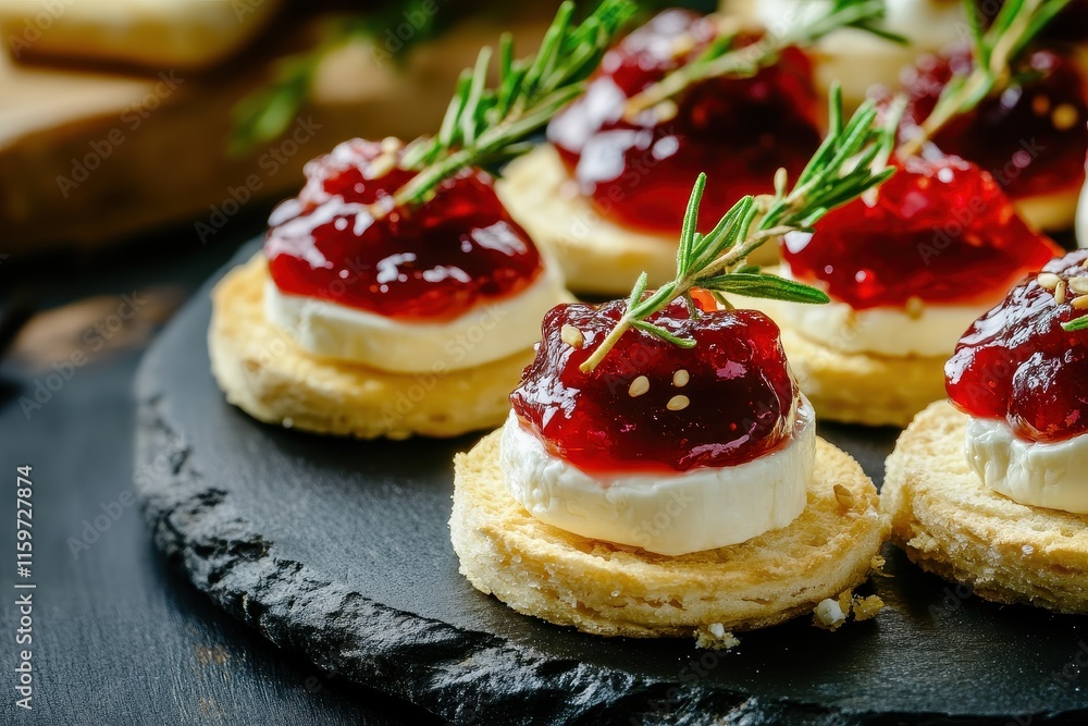 Brie and jam canapé Nutritious bite Brie and jam canapé Nutritious bite