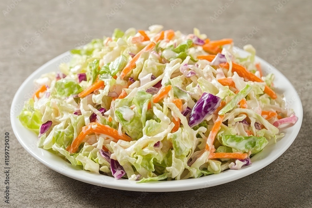 Carrot and cabbage salad on a white plate Carrot and cabbage salad on a white plate