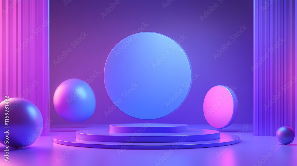 3d rendering of Blue and purple abstract geometric background. Scene for advertising, technology, showcase, banner, game, sport, cosmetic, business, metaverse. Sci-Fi Illustration. Product display
3d rendering of Blue and purple abstract geometric background. Scene for advertising, technology, showcase, banner, game, sport, cosmetic, business, metaverse. Sci-Fi Illustration. Product display