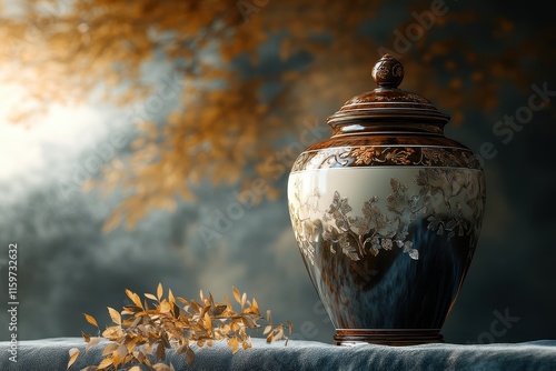 Cremation ashes in urn photo