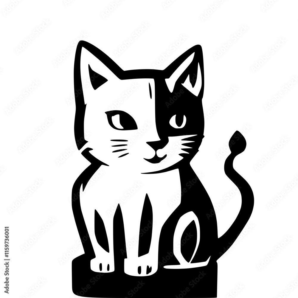 Obraz premium Cat with Intense Eyes - Deep Look Vector
