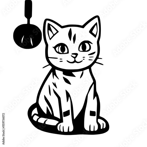 Cat with Purring Expression - Peaceful Pet Vector