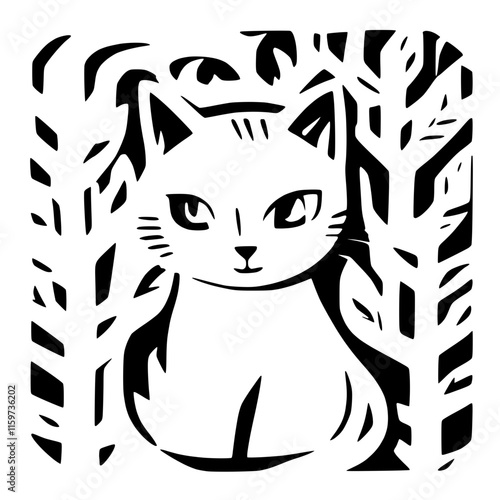 Cat in Focused Stance - Concentrated Pet Vector