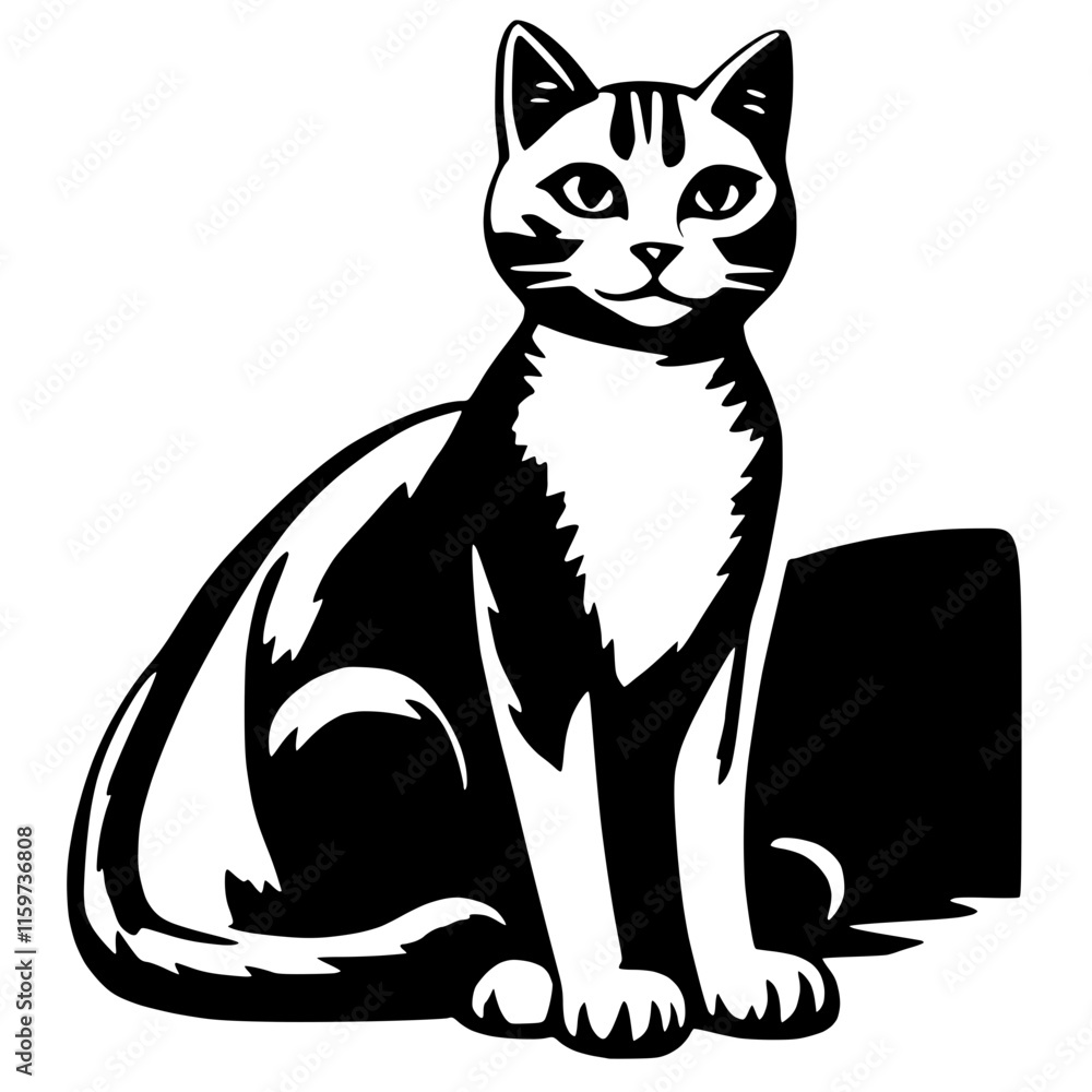 Cat with Graceful Eyes - Calm Pet Vector Cat with Graceful Eyes - Calm Pet Vector
