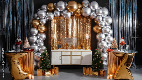 Golden and silver themed  Birthday Party Table Centerpiece Ideas