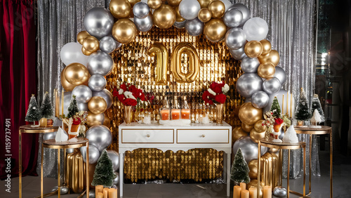Golden and silver themed  Party,  New Year Backdrops for a Stunning Celebration