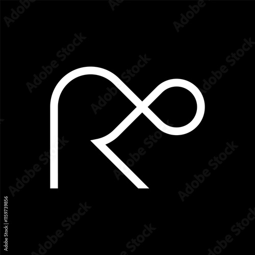 Letter R infinity minimalist line logo