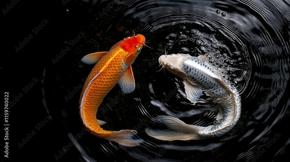 Graceful Koi Fish Swimming Graceful Koi Fish Swimming