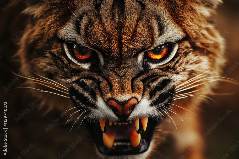 Intense closeup portrait of mountain lion with sharp eyes Intense closeup portrait of mountain lion with sharp eyes