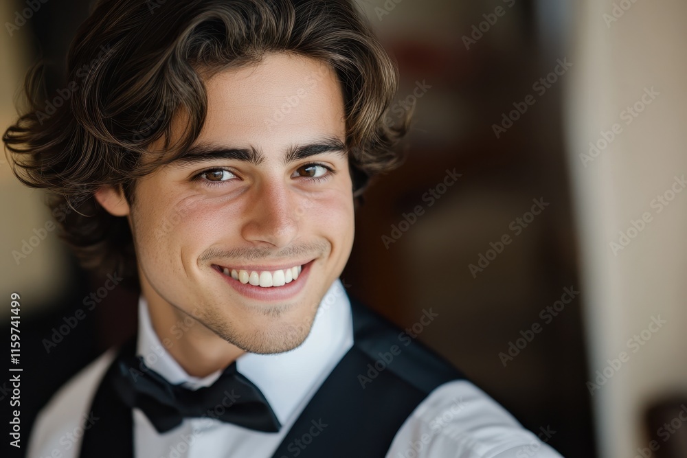 photo of a joyful man with brown hair in a suit photo of a joyful man with brown hair in a suit