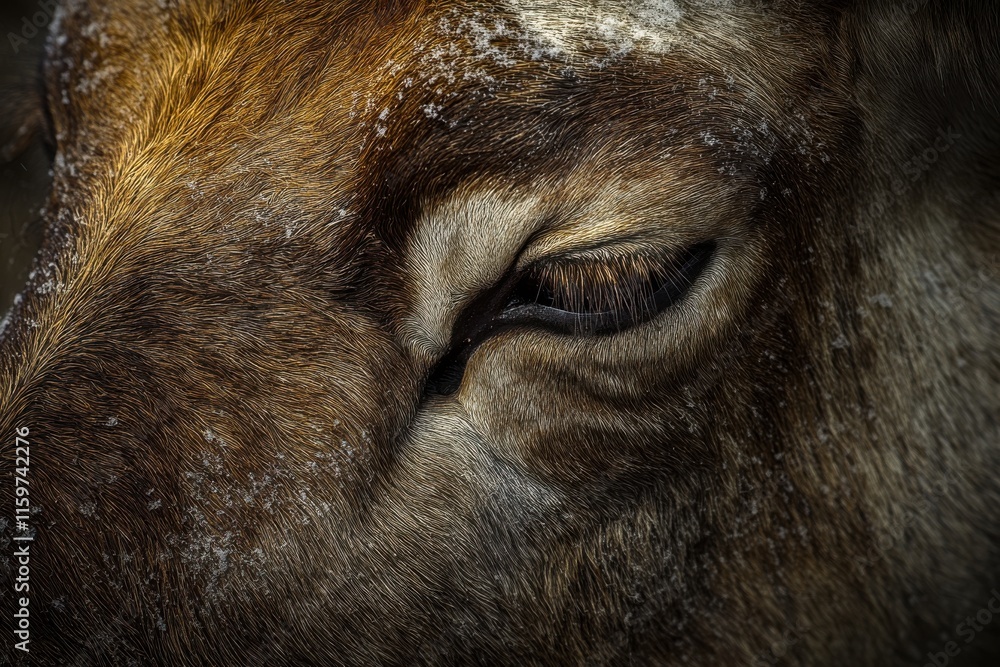 Magnified details of caribous face in natural setting Magnified details of caribous face in natural setting