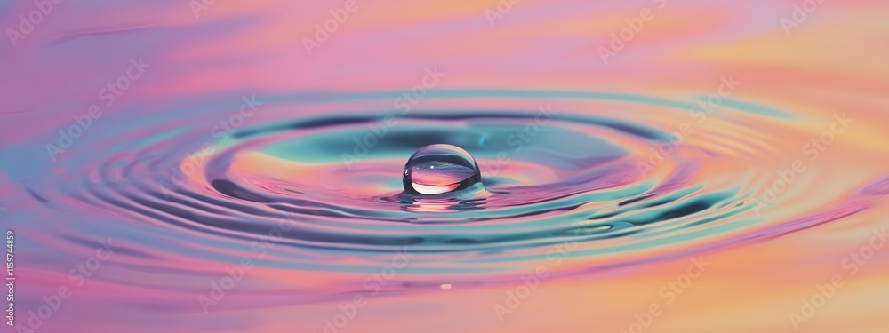 Abstract Water Ripples and Drops Reflecting Soft Pastel Tones Abstract Water Ripples and Drops Reflecting Soft Pastel Tones
