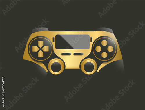 Abstract golden game controller or joystick for gaming console