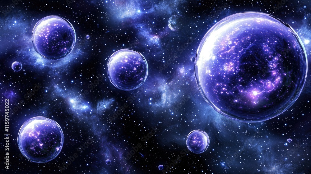 Fototapeta premium Multiverse concept illustration of multiple universes as bubbles floating in space.