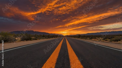 Wallpaper Mural asphalt road trip,Wide asphalt stretch leading to a bright orange horizon

 Torontodigital.ca