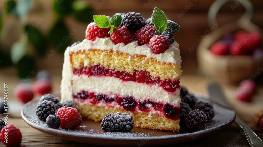 Delicious Berry Cake Slice: A Perfect Dessert Delicious Berry Cake Slice: A Perfect Dessert