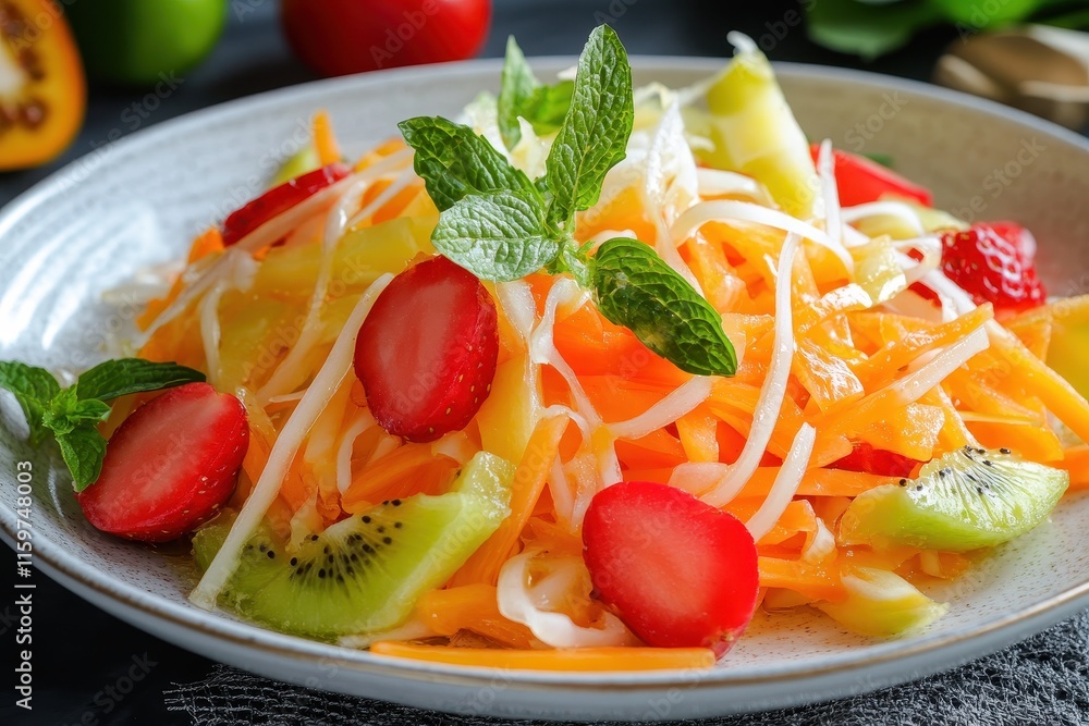 Thai style mixed fruit salad also known as mixed fruit papaya salad Thai style mixed fruit salad also known as mixed fruit papaya salad