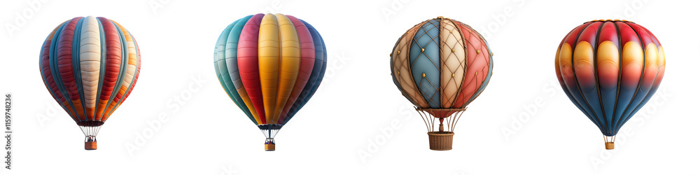 Fototapeta premium Hot air balloons isolated on a transparent background