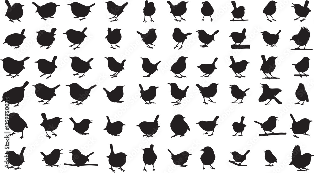 Wren Silhouette Collection for Avian and Nature Designs Wren Silhouette Collection for Avian and Nature Designs