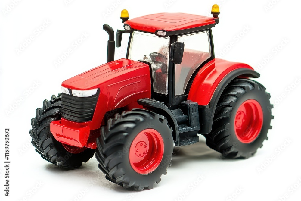 Obraz premium toy red tractor against white background
