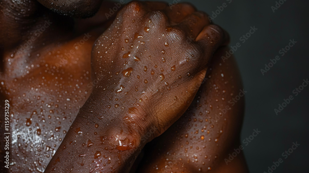 Fototapeta premium A man with sweaty hands