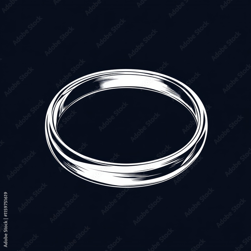 Elegant white ring against dark background highlighting minimalist design Elegant white ring against dark background highlighting minimalist design