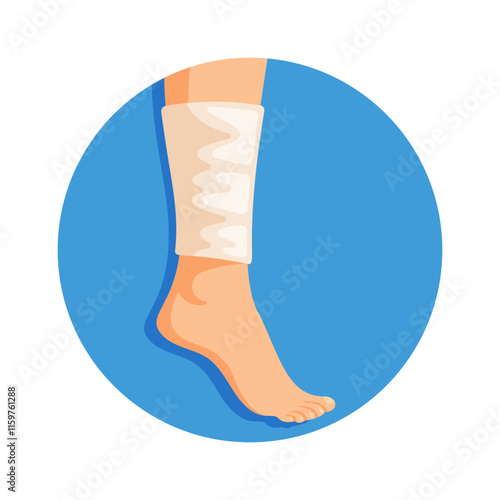 Physical injured bandaged leg vector illustration