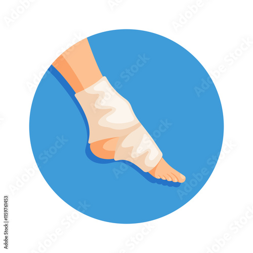 Injury ankle in elastic bandage vector illustration