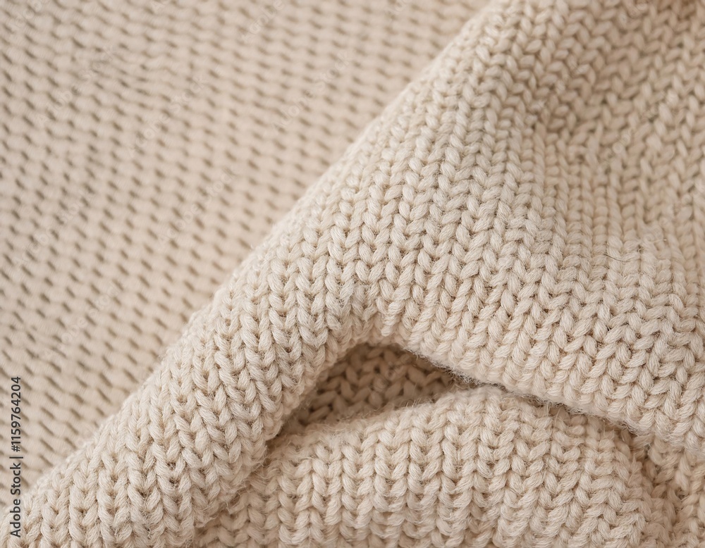 Textured Tranquility: Soft Beige Blankets on a Flat Surface Textured Tranquility: Soft Beige Blankets on a Flat Surface