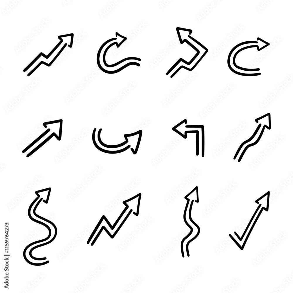 Set of hand drawn vector arrows on white background Set of hand drawn vector arrows on white background