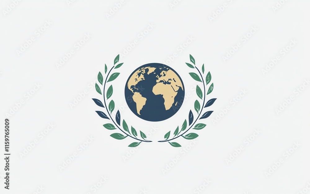 A simple and elegant Earth Day logo featuring a minimalistic Earth, green leaves, and a clean design on a white background A simple and elegant Earth Day logo featuring a minimalistic Earth, green leaves, and a clean design on a white background