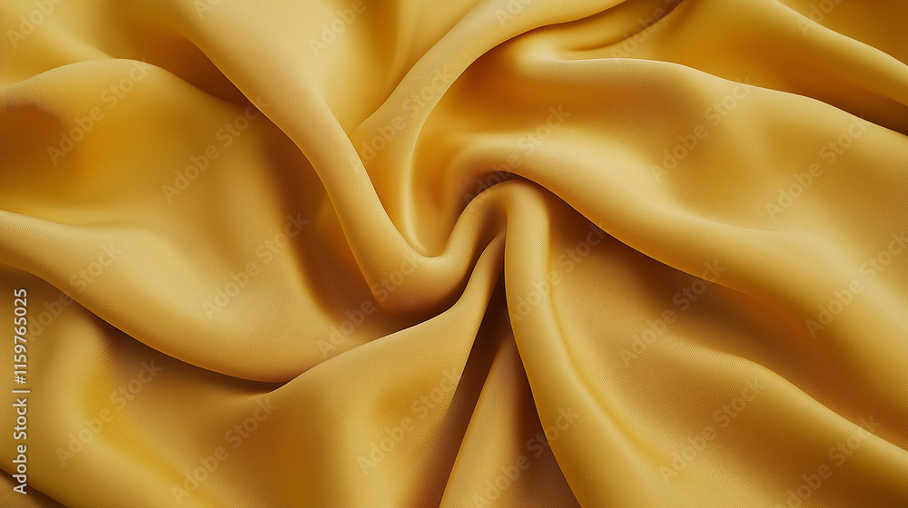 Fototapeta premium smooth elegant wavy deep yellow silk cloth fabric material texture. silk satin Shiny smooth fabric. Soft folds. Luxury background