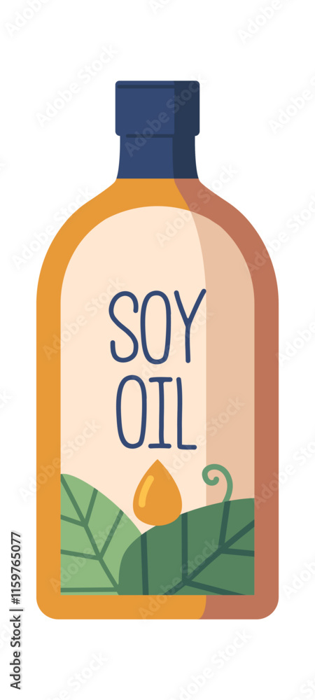 Soy oil in glass bottle