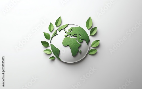 A sleek, minimal Earth Day logo with a circular Earth symbol and subtle green accents, highlighting environmental awareness on a white canvas photo